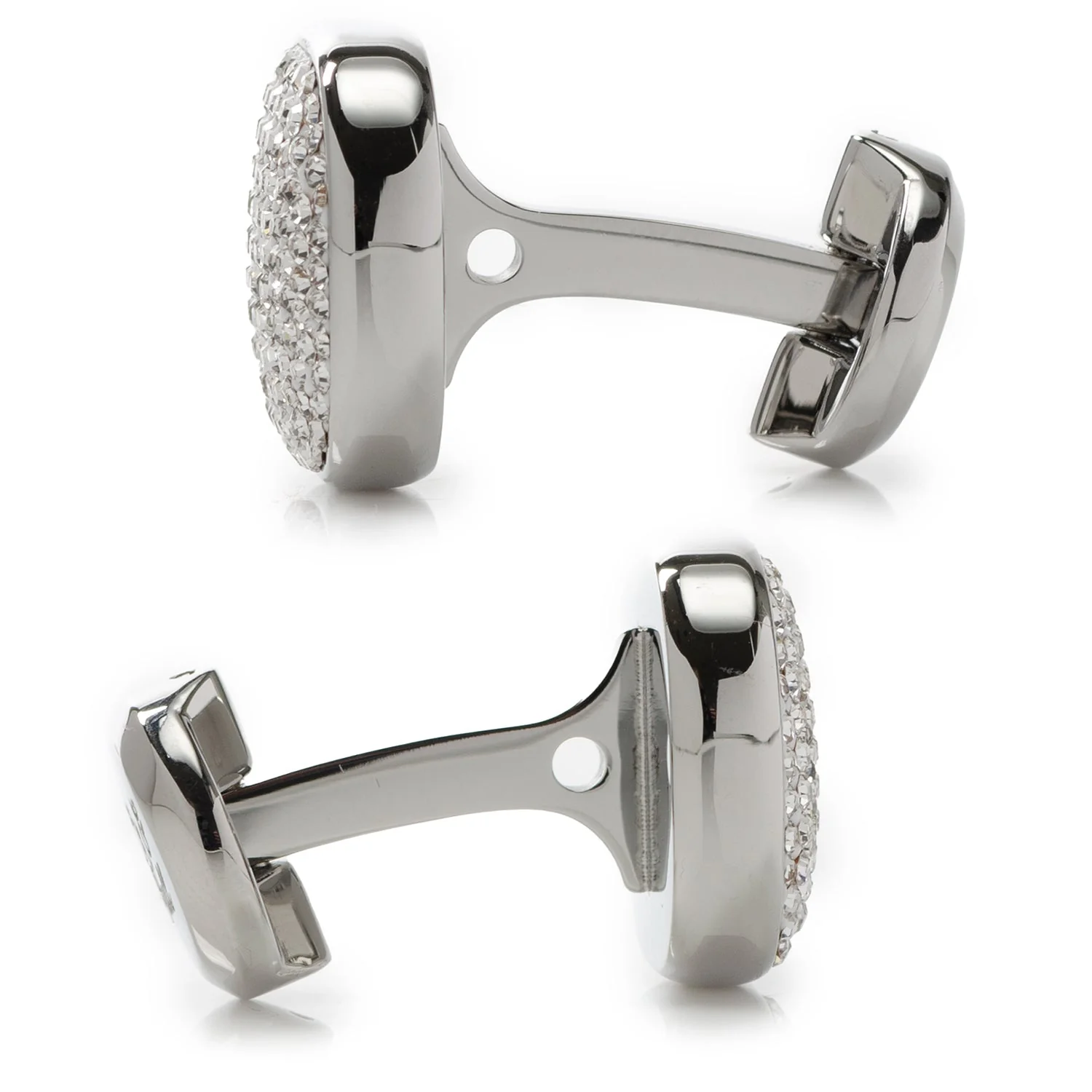 White Pave Crystal Cufflinks - Image 4