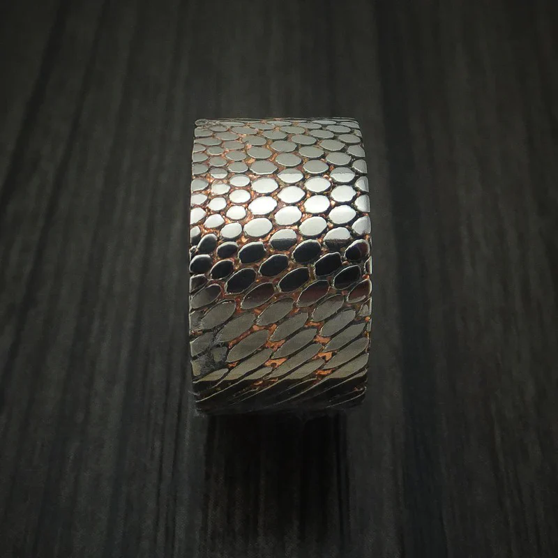 Wide Etched Superconductor Men's Ring with Titanium Sleeve Custom Made Titanium-Niobium and Copper Band - Image 3