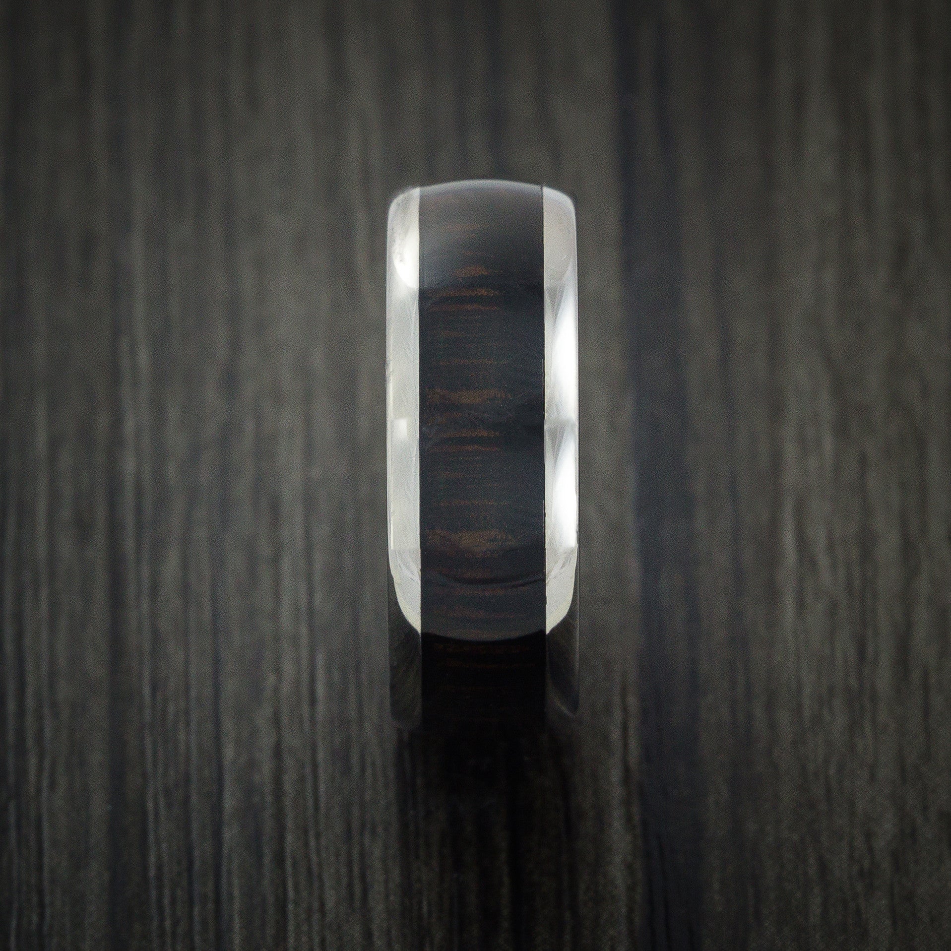 Titanium Men's Ring Inlaid with Wenge Hard Wood Custom Made - Image 3