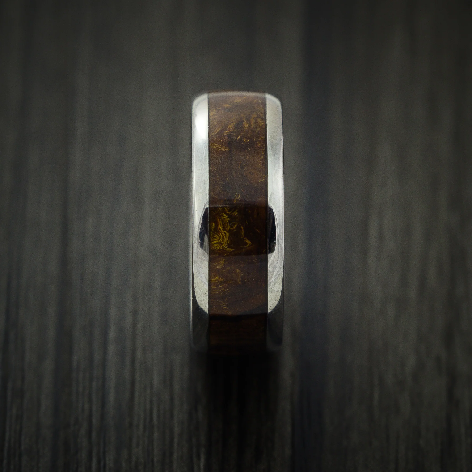 Titanium Men's Ring Inlaid with Desert Ironwood Burl Wood Custom Made - Image 4