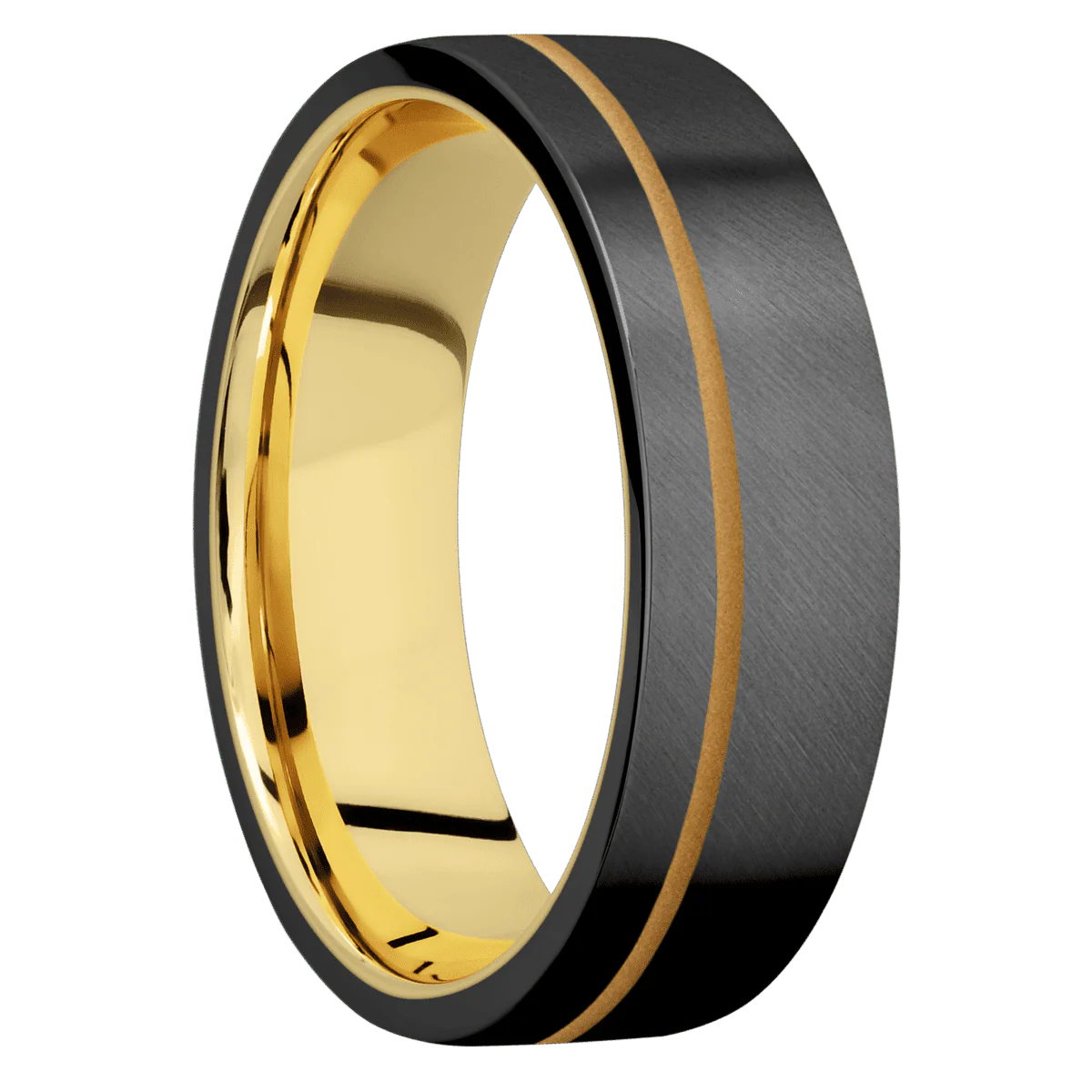 Zirconium + Anglesatin , Anglesatin Finish + 14K Yellow Gold
