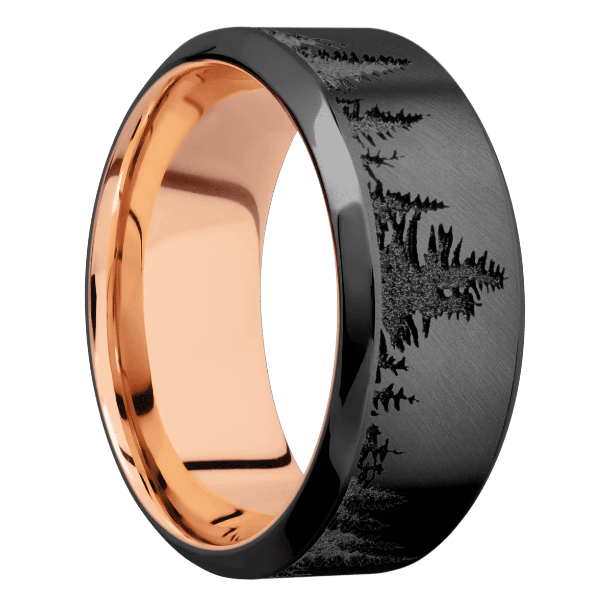 Zirconium + Anglesatin , Polish Finish + 14K Rose Gold