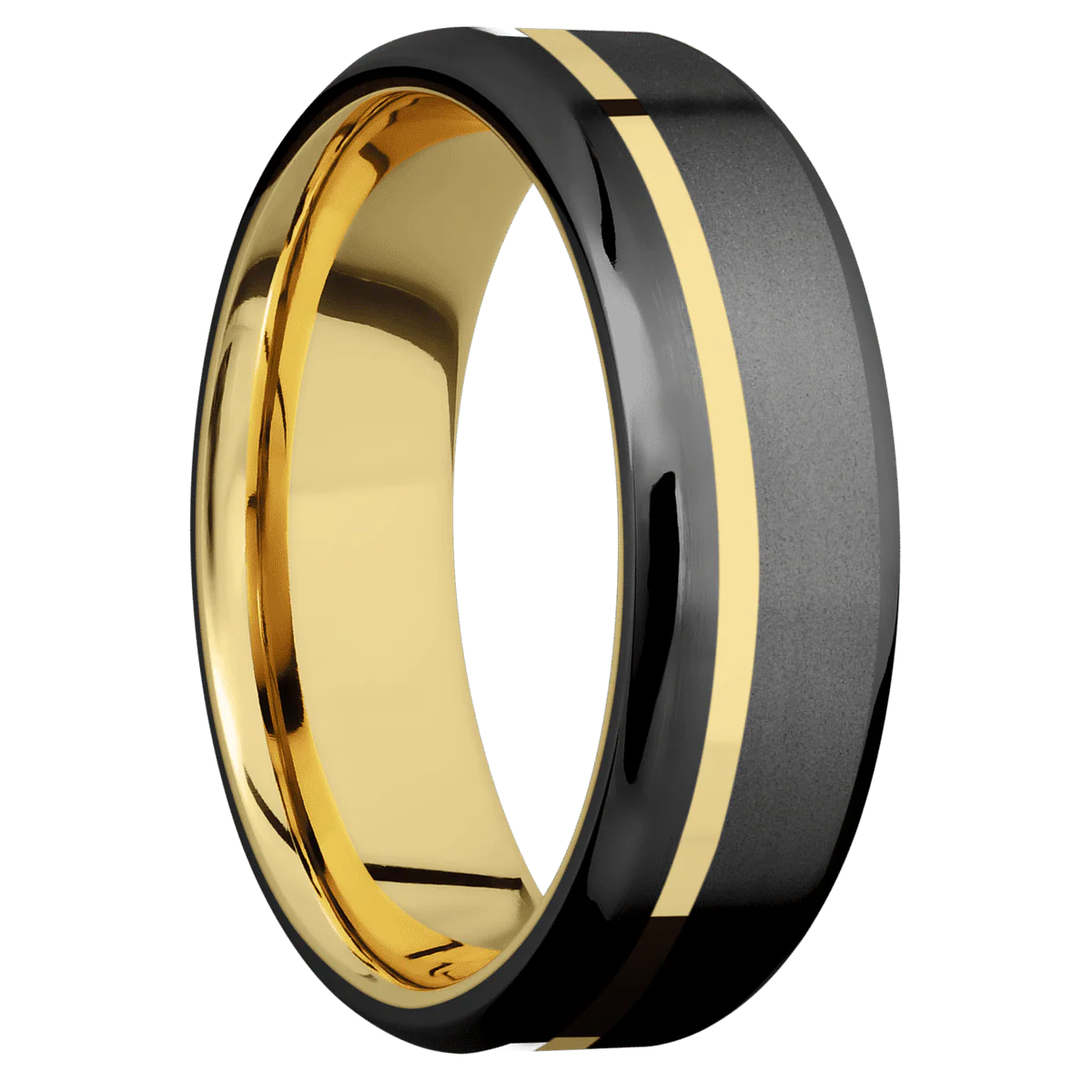 Zirconium + Bead , Bead Finish + 10K Yellow Gold