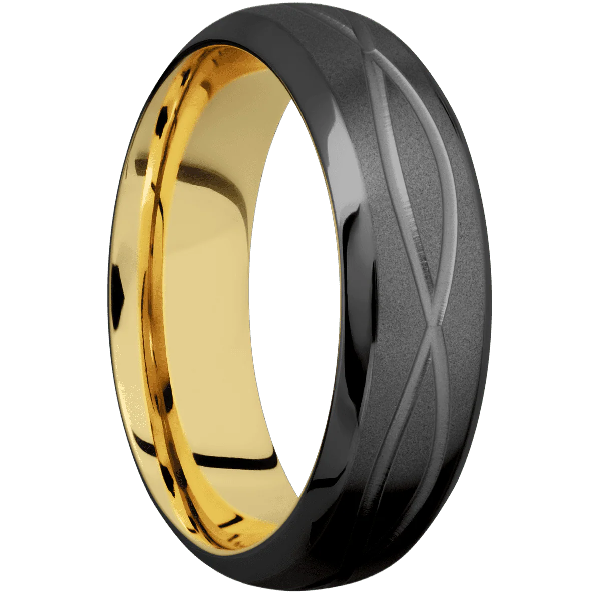 Zirconium + Bead , Polish Finish + 10K Yellow Gold