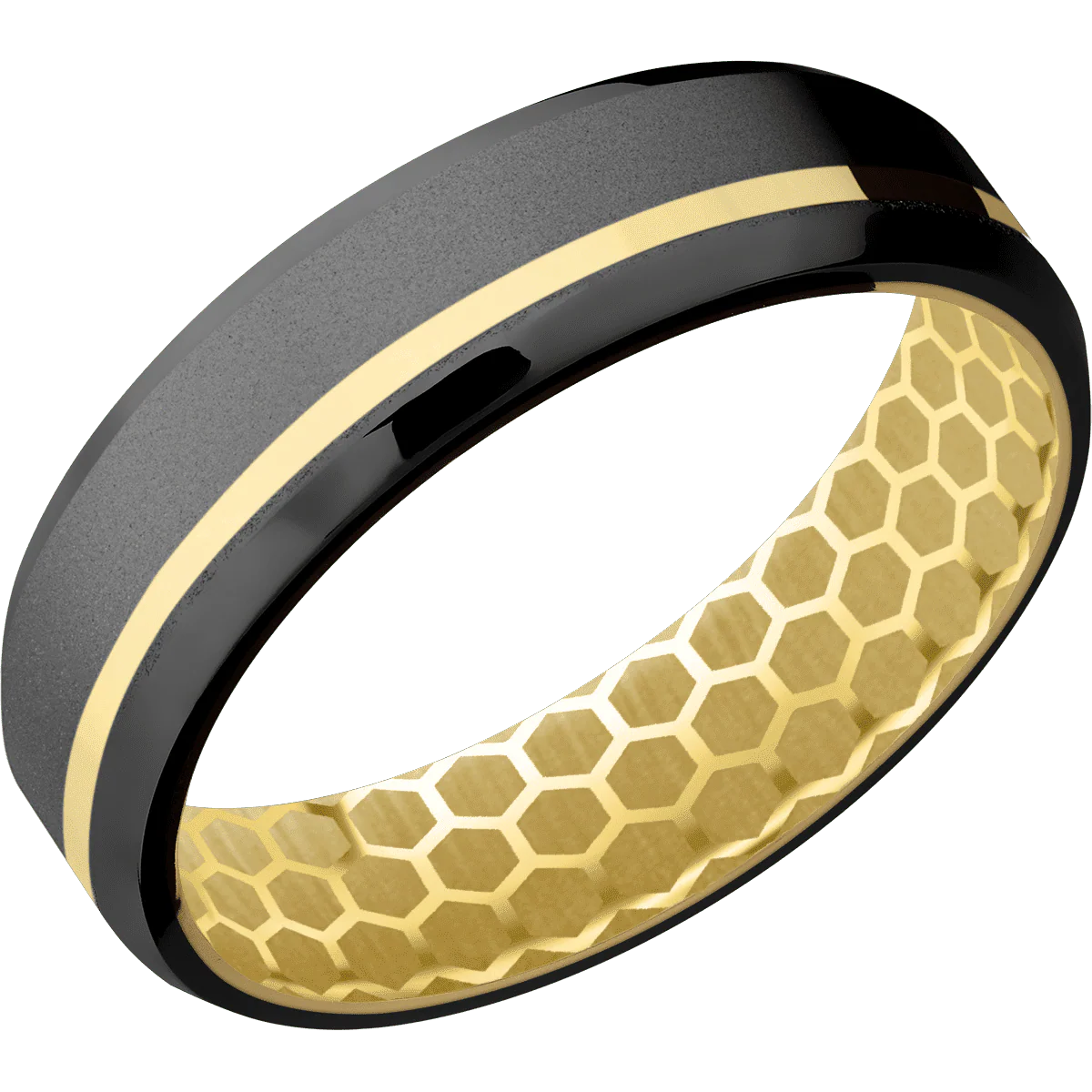 Zirconium + Bead , Polish Finish + 14K Yellow Gold - Image 2