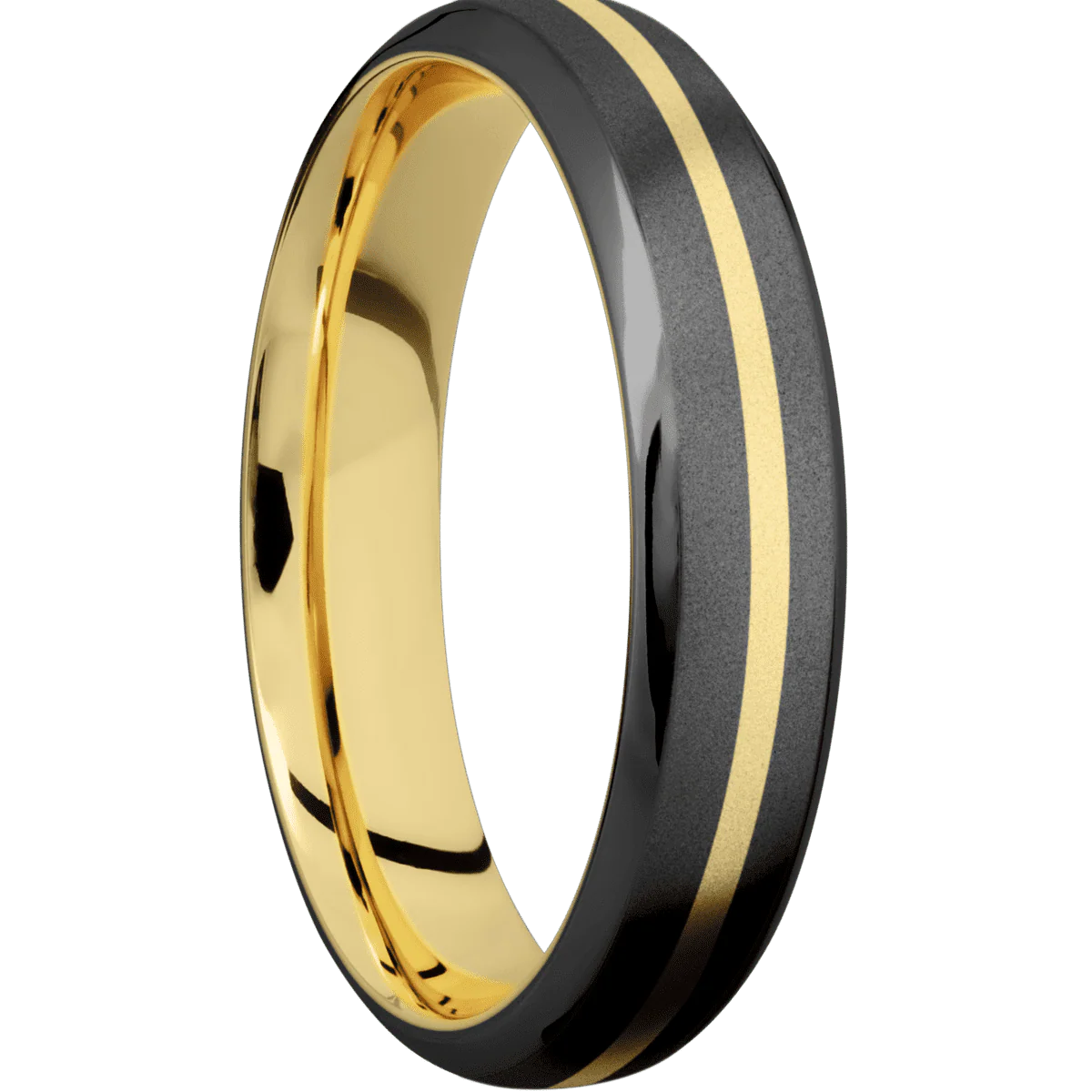 Zirconium + Bead , Polish Finish + 14K Yellow Gold
