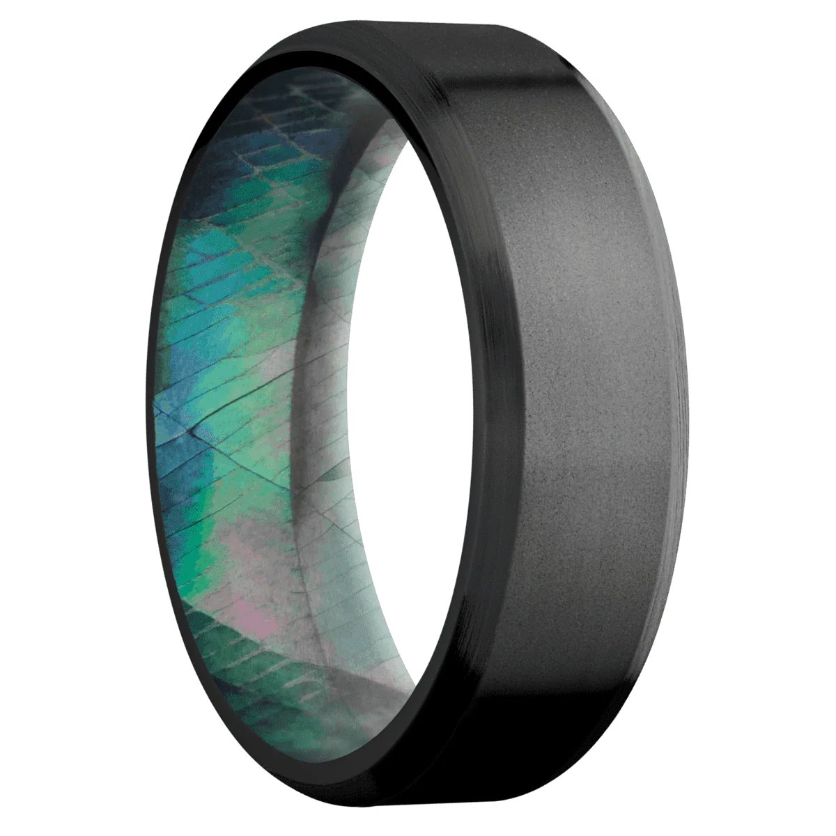 Zirconium + Bead , Satin Finish + Black Mother of Pearl