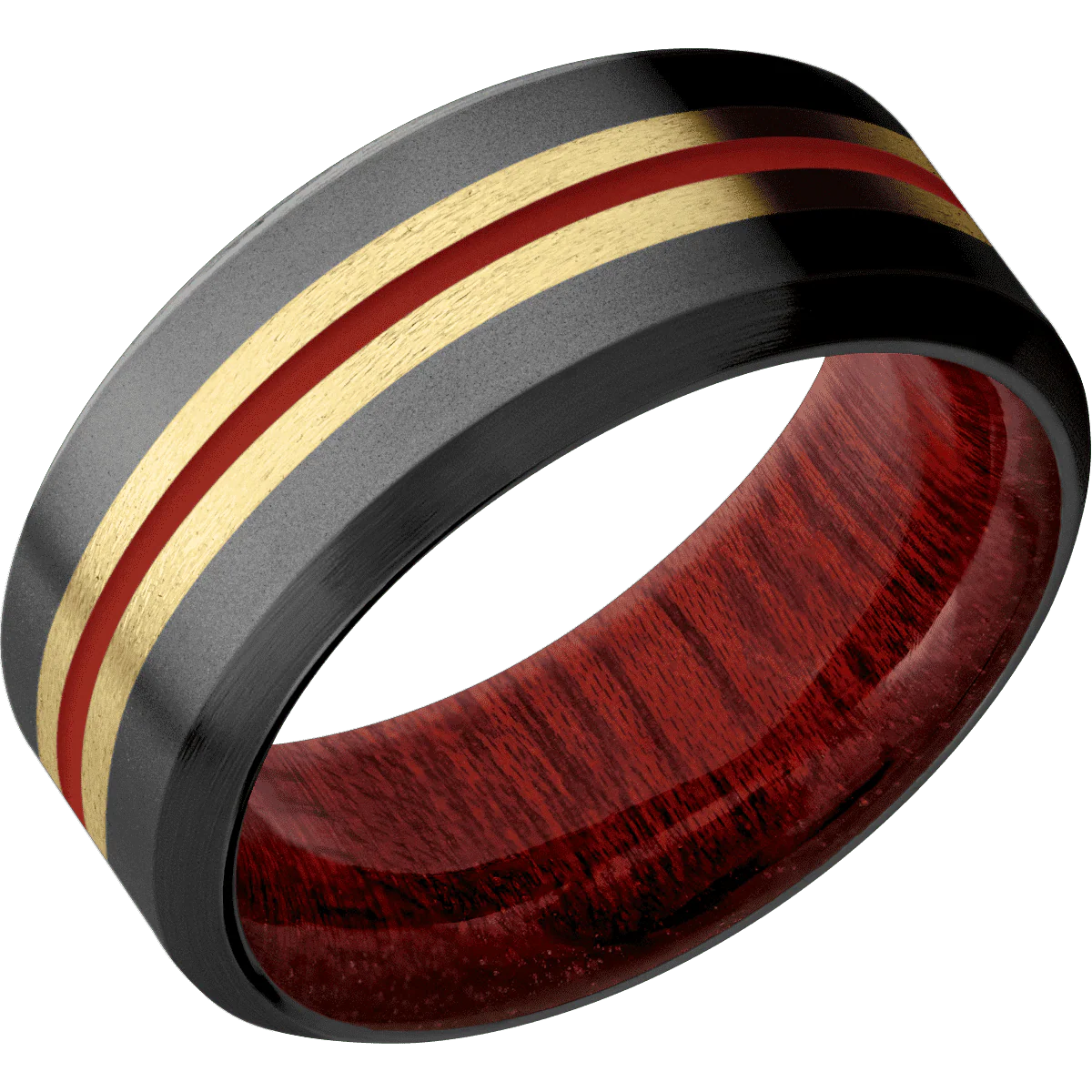Zirconium + Bead , Satin Finish + Blood Wood - Image 2
