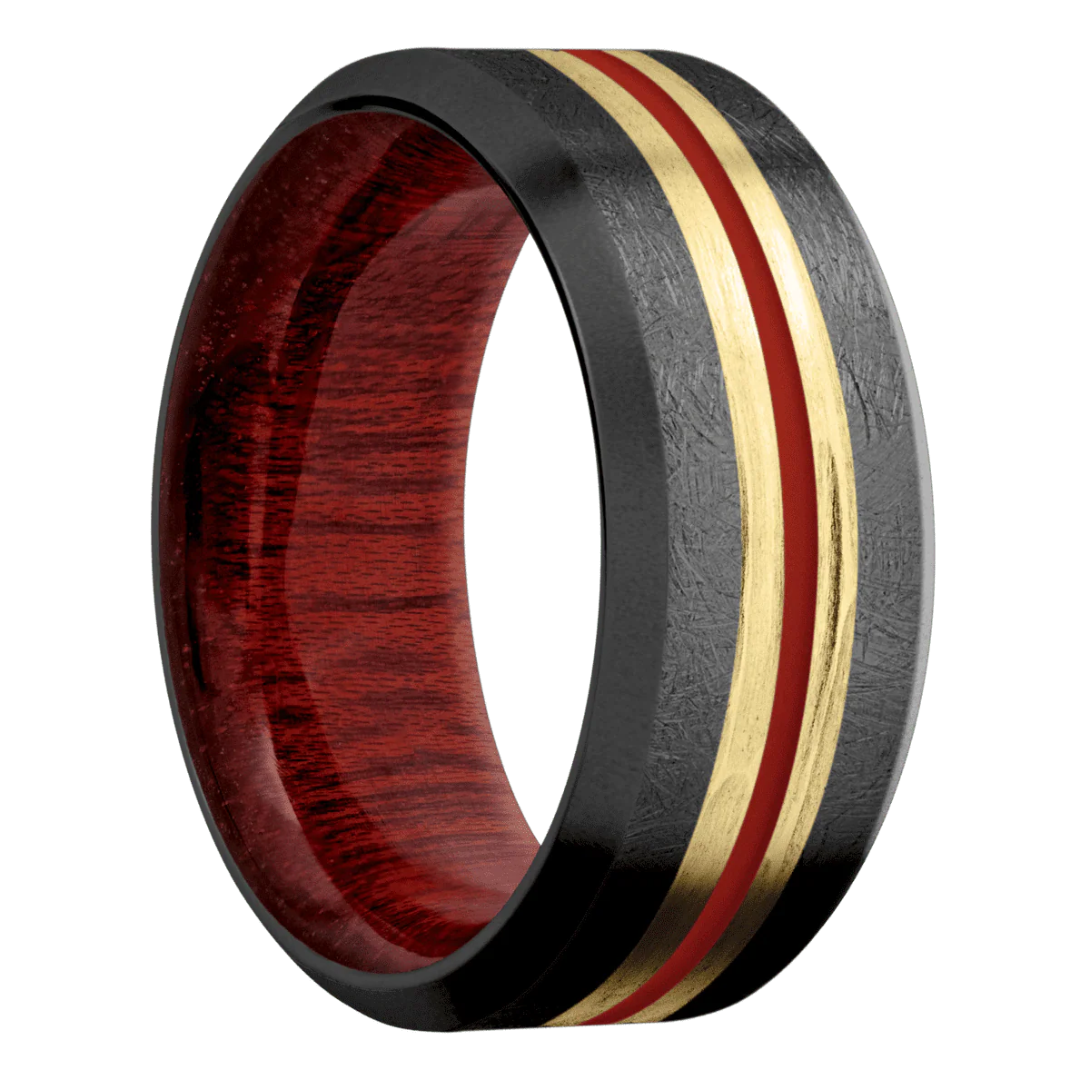 Zirconium + Distressed , Bead Finish + Blood Wood