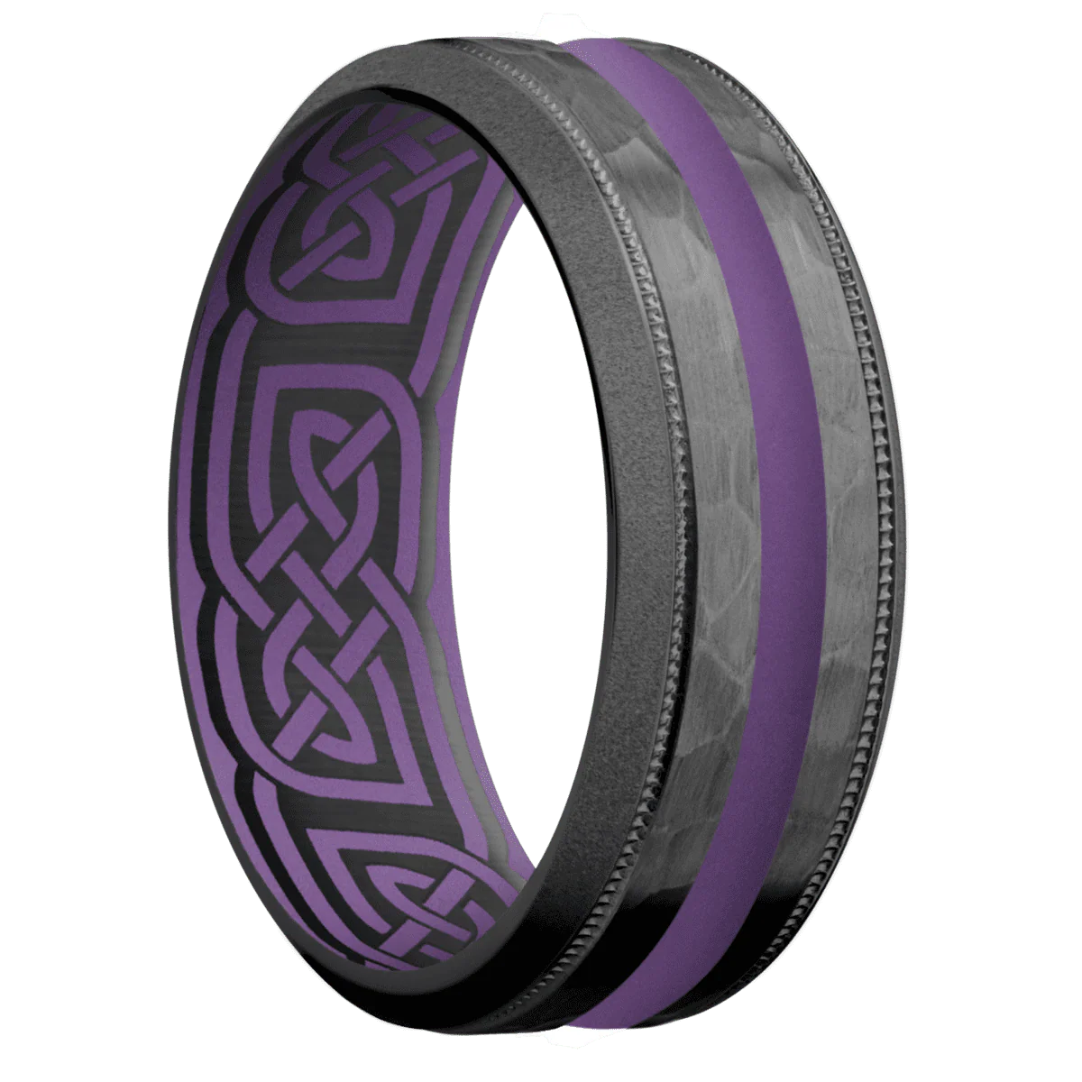 Zirconium + Hammer , Bead Finish + Wild Purple