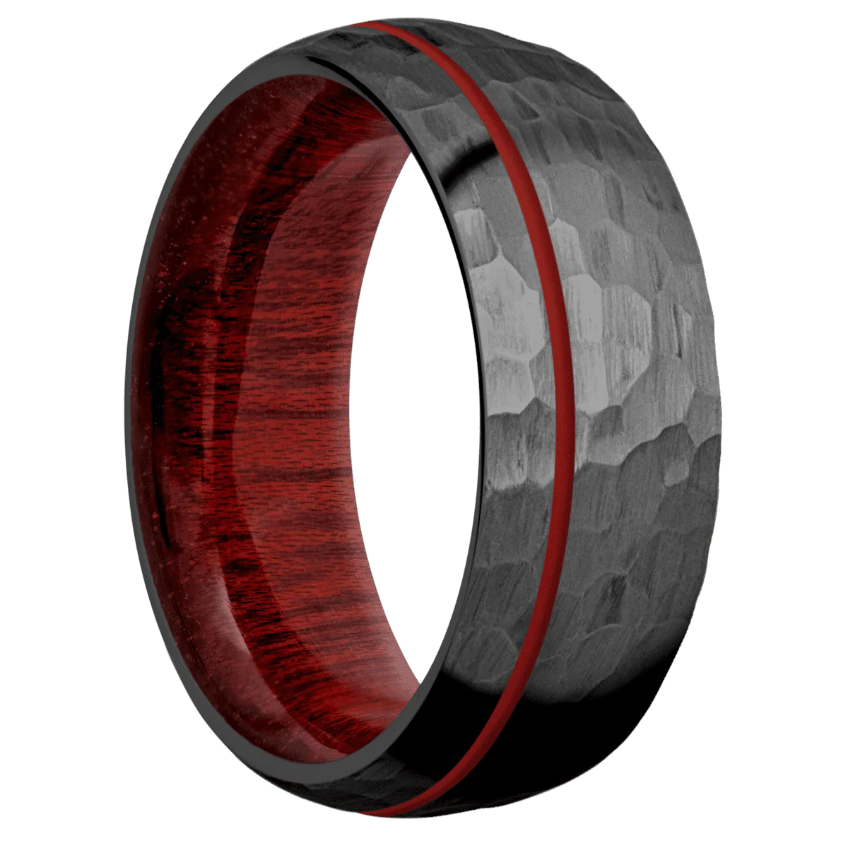 Zirconium + Hammer , Hammer Finish + Blood Wood