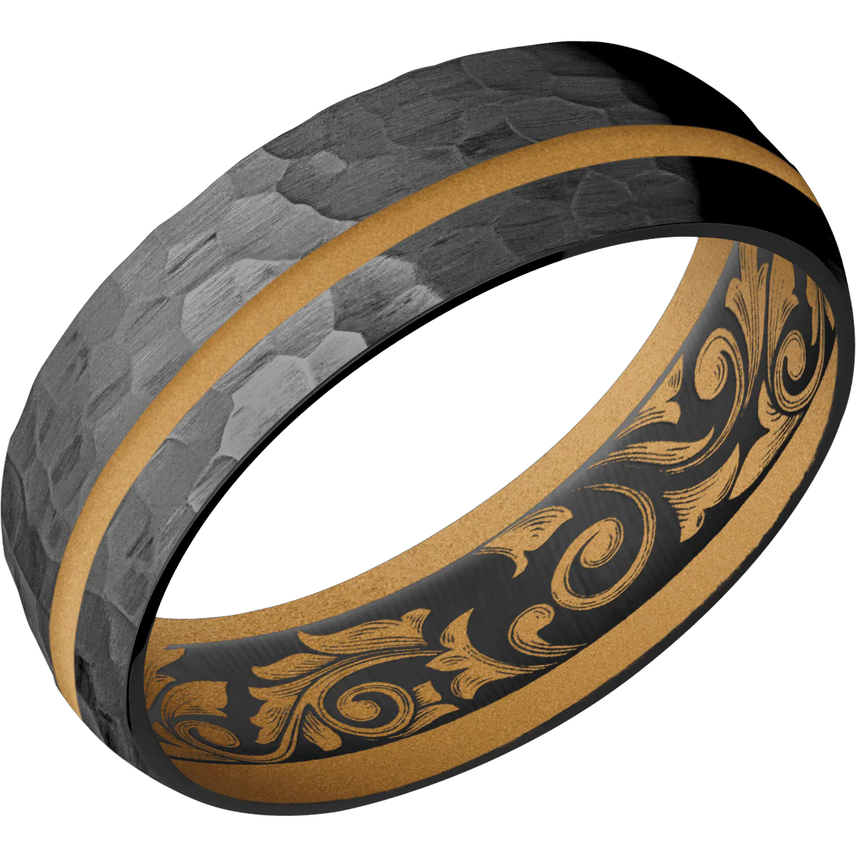Zirconium + Hammer , Hammer Finish + Gold - Image 2