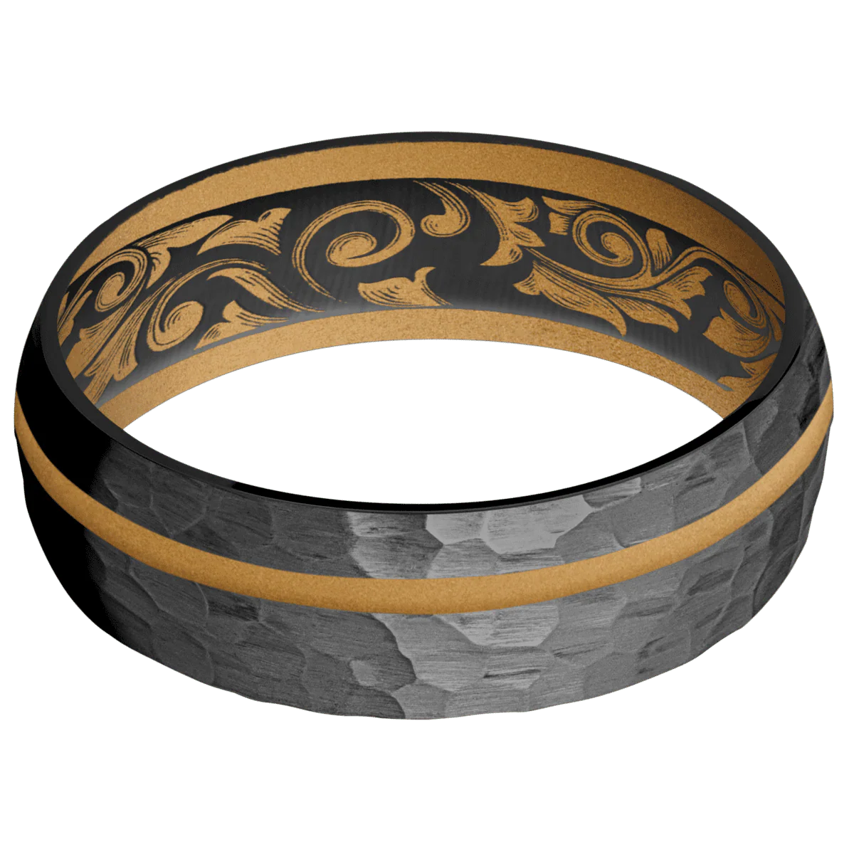 Zirconium + Hammer , Hammer Finish + Gold - Image 3