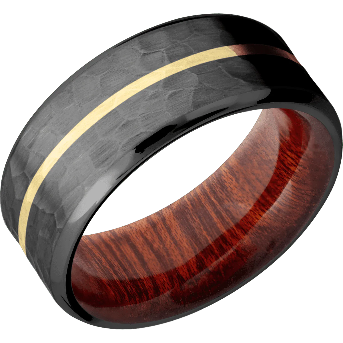Zirconium + Hammer , Polish Finish + Blood Wood - Image 2