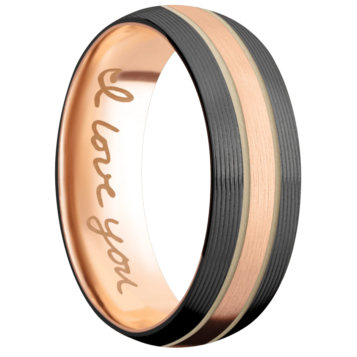 Zirconium + Machine Finish + 14K Rose Gold