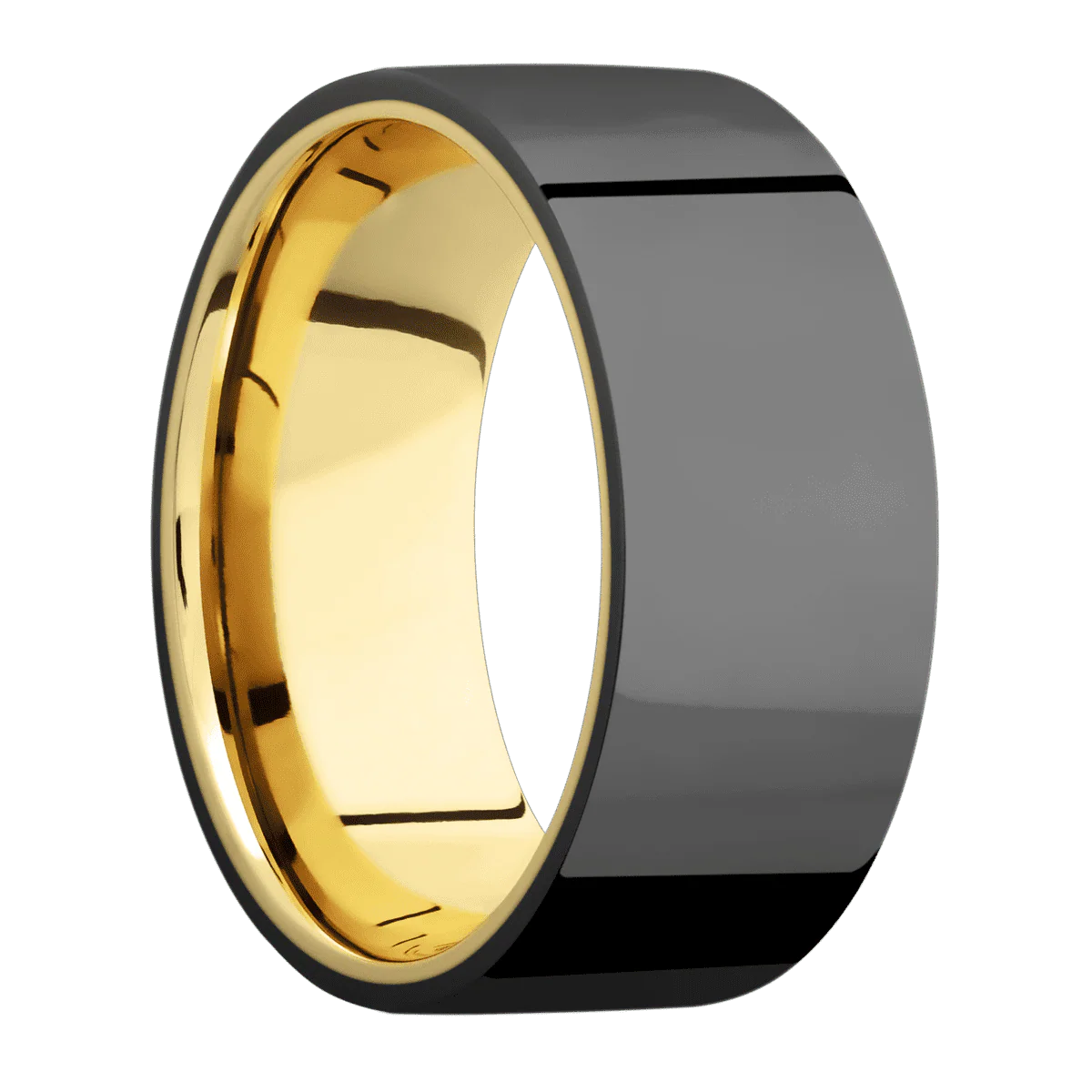 Zirconium + Polish Finish + 10K Yellow Gold