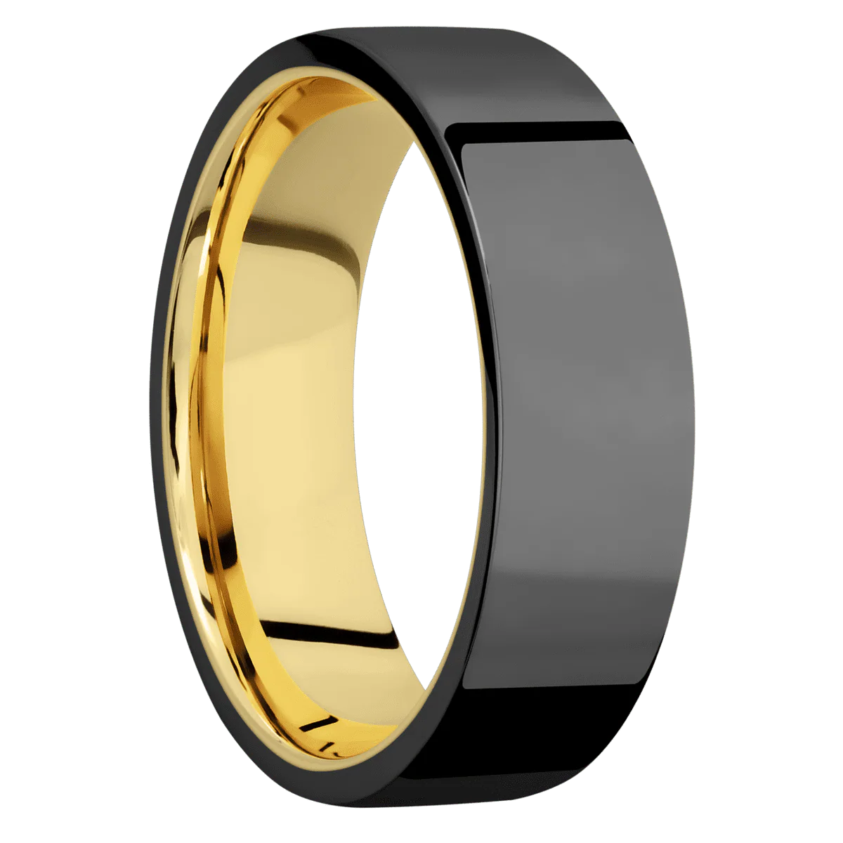 Zirconium + Polish Finish + 14K Yellow Gold