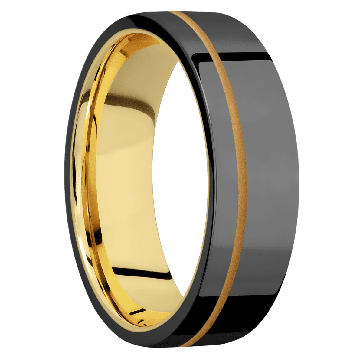 Zirconium + Polish , Polish Finish + 10K Yellow Gold