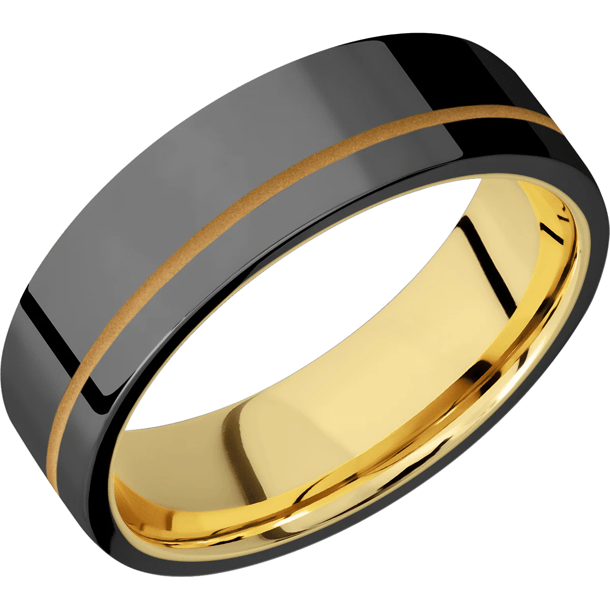 Zirconium + Polish , Polish Finish + 10K Yellow Gold - Image 2