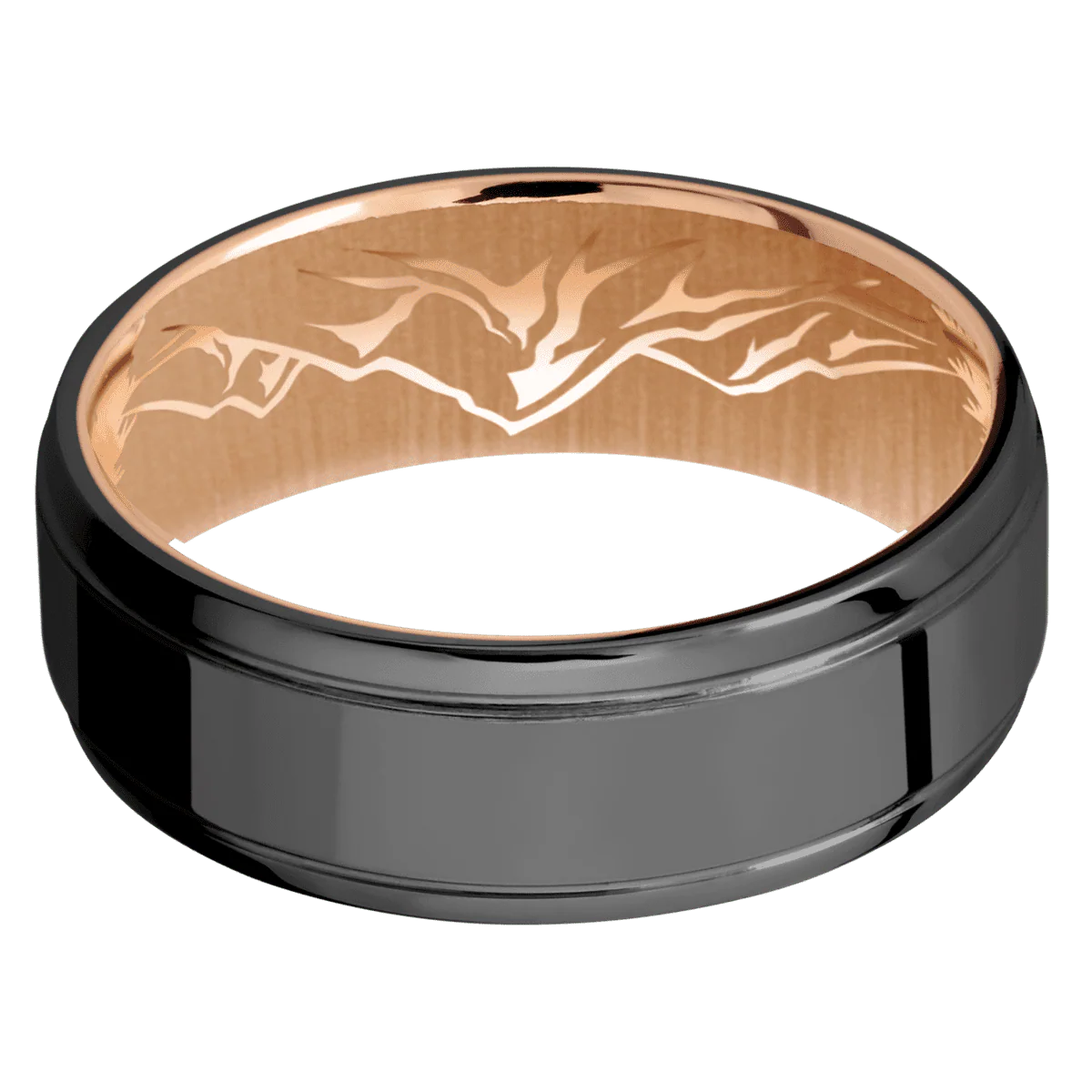 Zirconium + Polish , Polish Finish + 14K Rose Gold - Image 3