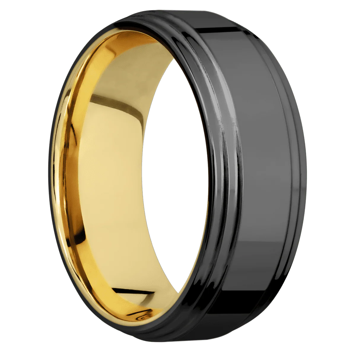 Zirconium + Polish , Polish Finish + 14K Yellow Gold