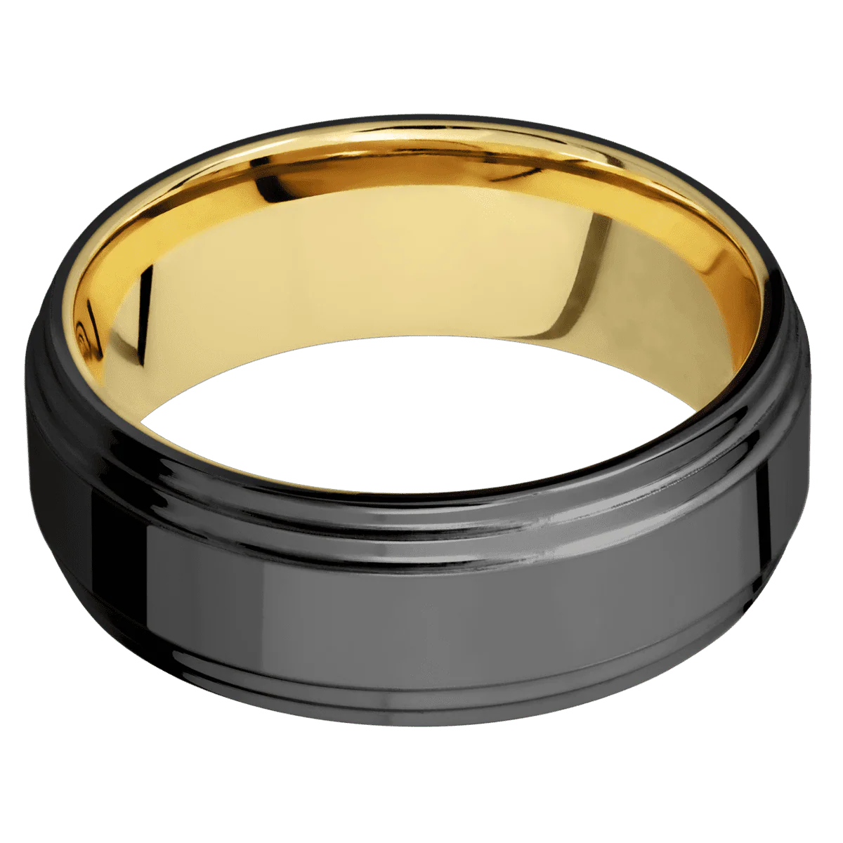 Zirconium + Polish , Polish Finish + 14K Yellow Gold - Image 3