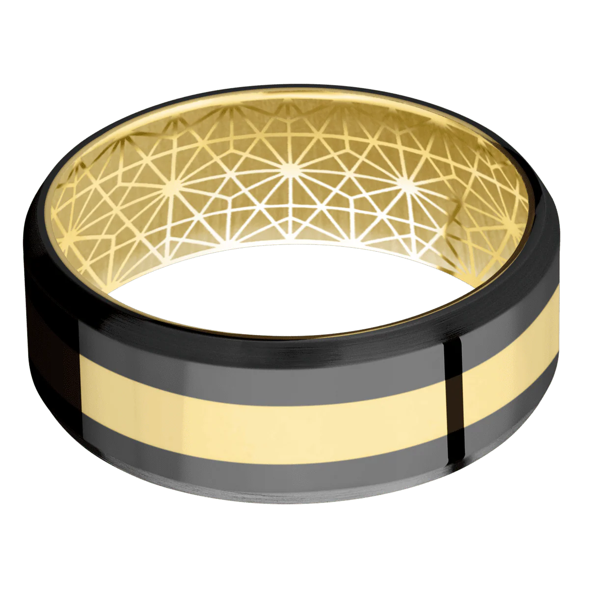 Zirconium + Polish , Satin Finish + 14K Yellow Gold - Image 3