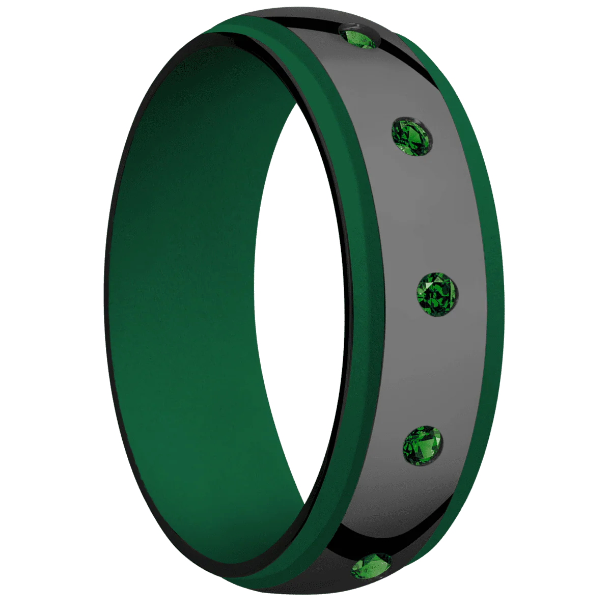 Zirconium + Polish , Satin Finish + Green