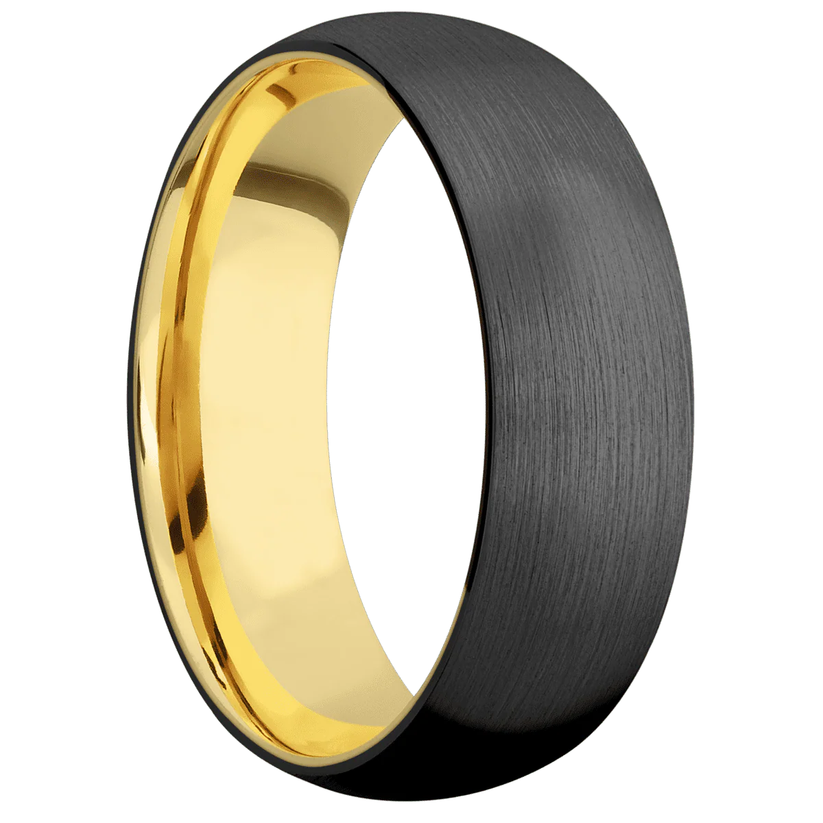 Zirconium + Satin Finish + 14K Yellow Gold