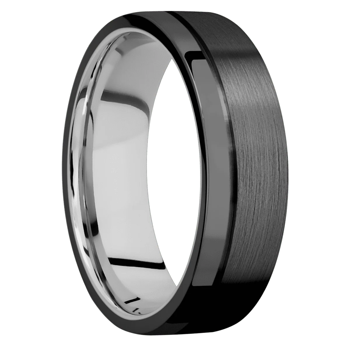 Zirconium + Satin , Polish Finish + 14K White Gold