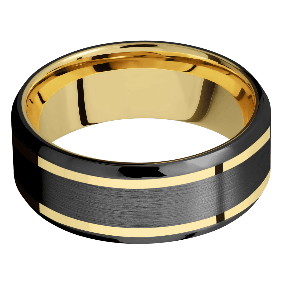 Zirconium + Satin , Polish Finish + 14K Yellow Gold - Image 3