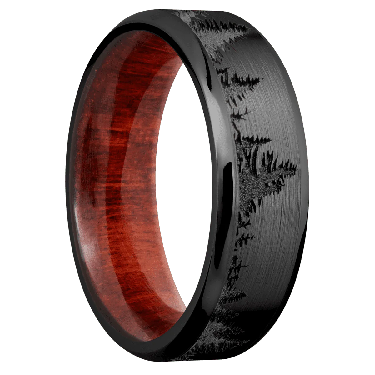 Zirconium + Satin , Polish Finish + Red Heart